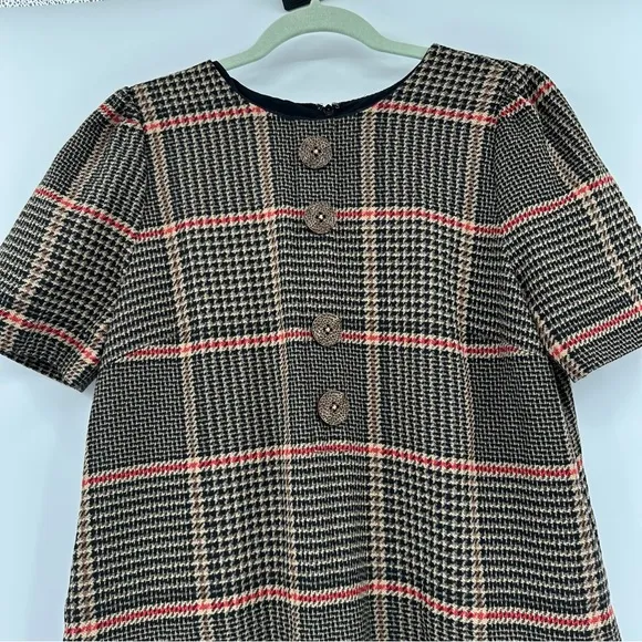 Halogen X Atlantic-Pacific Drop Waist Houndstooth Midi Dress Size Medium