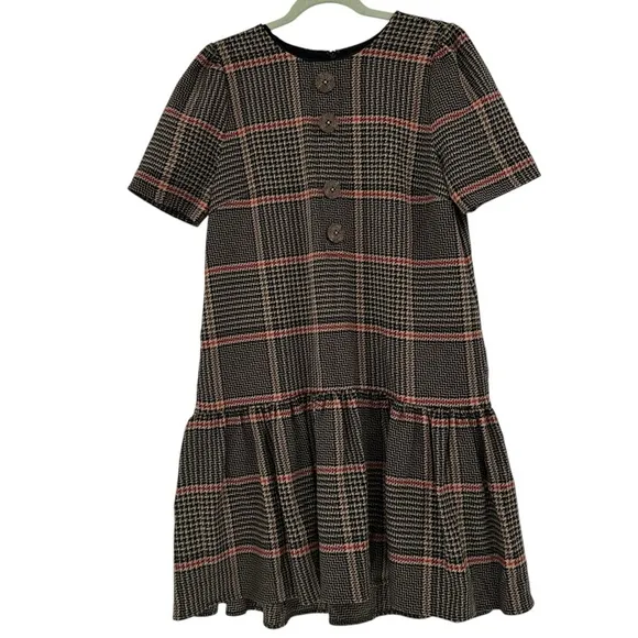Halogen X Atlantic-Pacific Drop Waist Houndstooth Midi Dress Size Medium