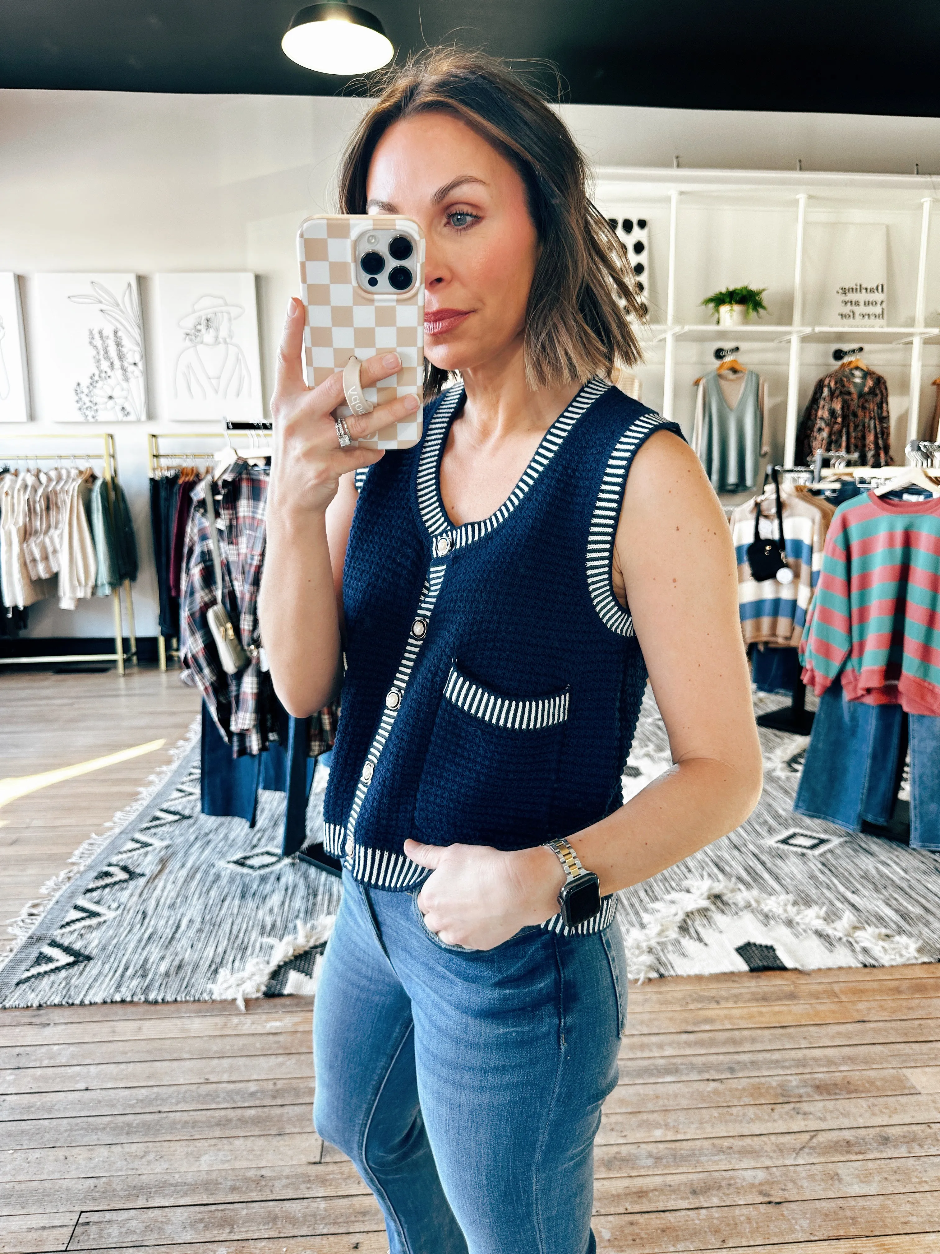 Hamptons Front Button Sweater Vest
