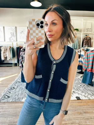 Hamptons Front Button Sweater Vest