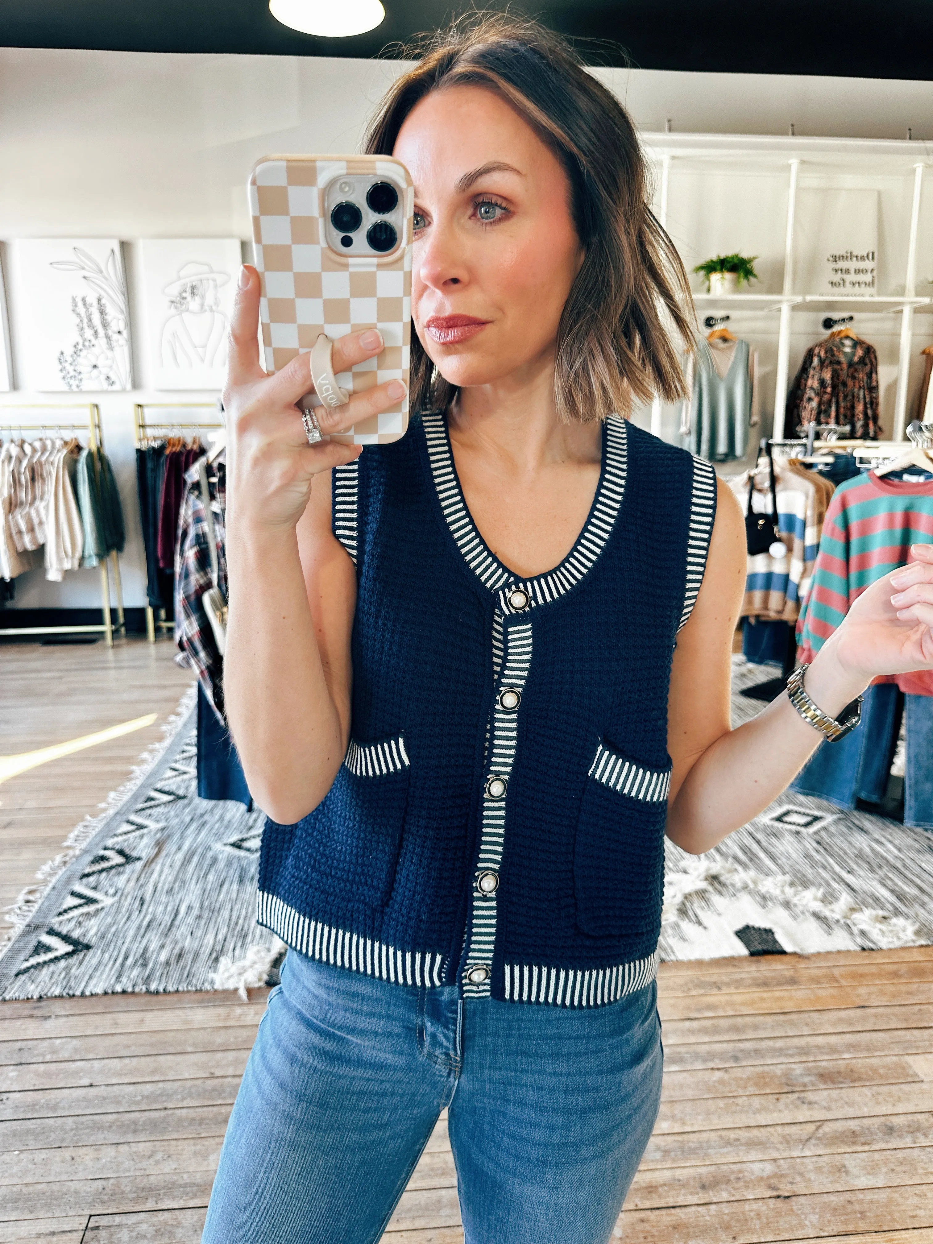 Hamptons Front Button Sweater Vest