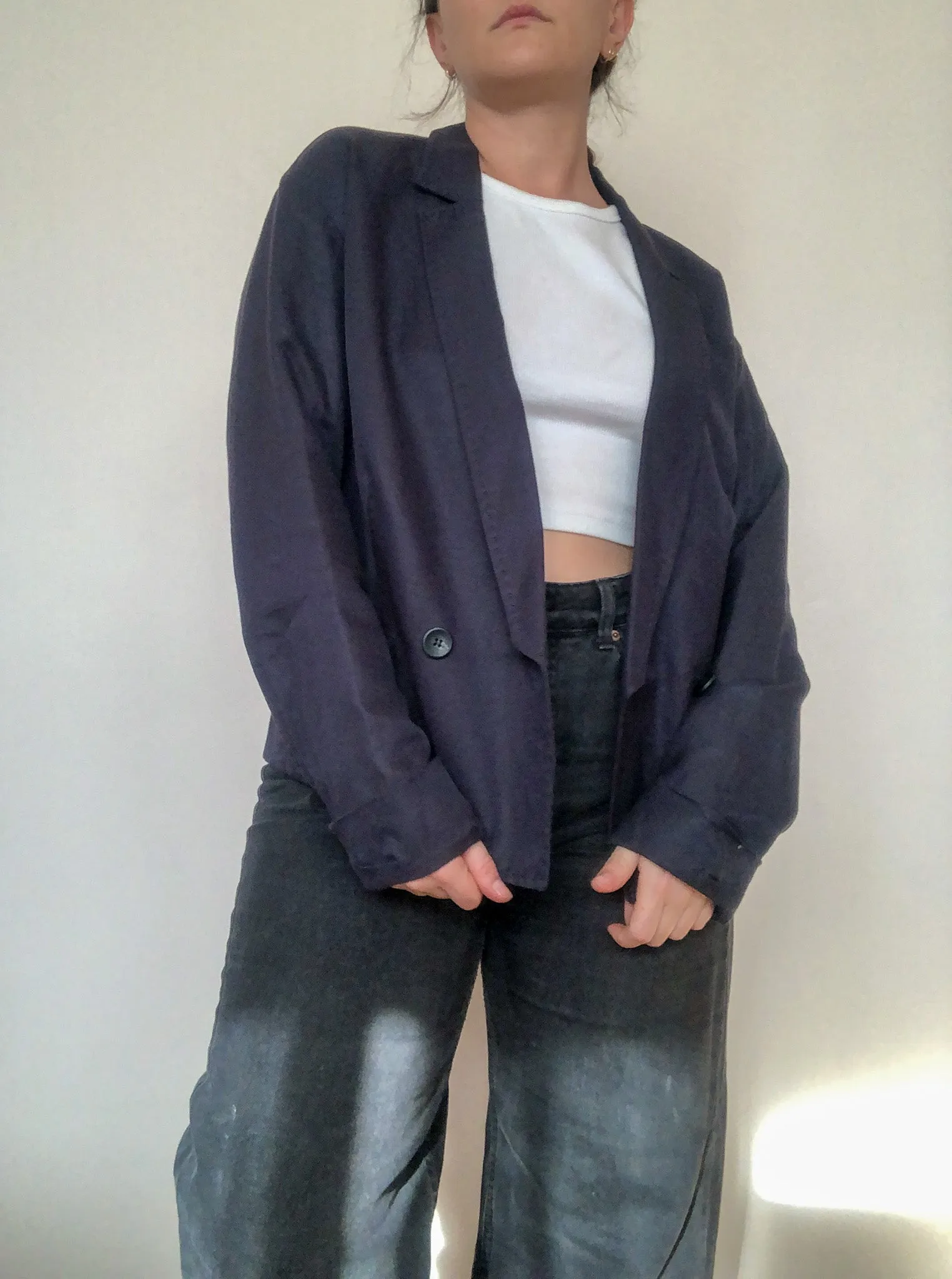 Hanni Y Stitch Detail Navy Blazer