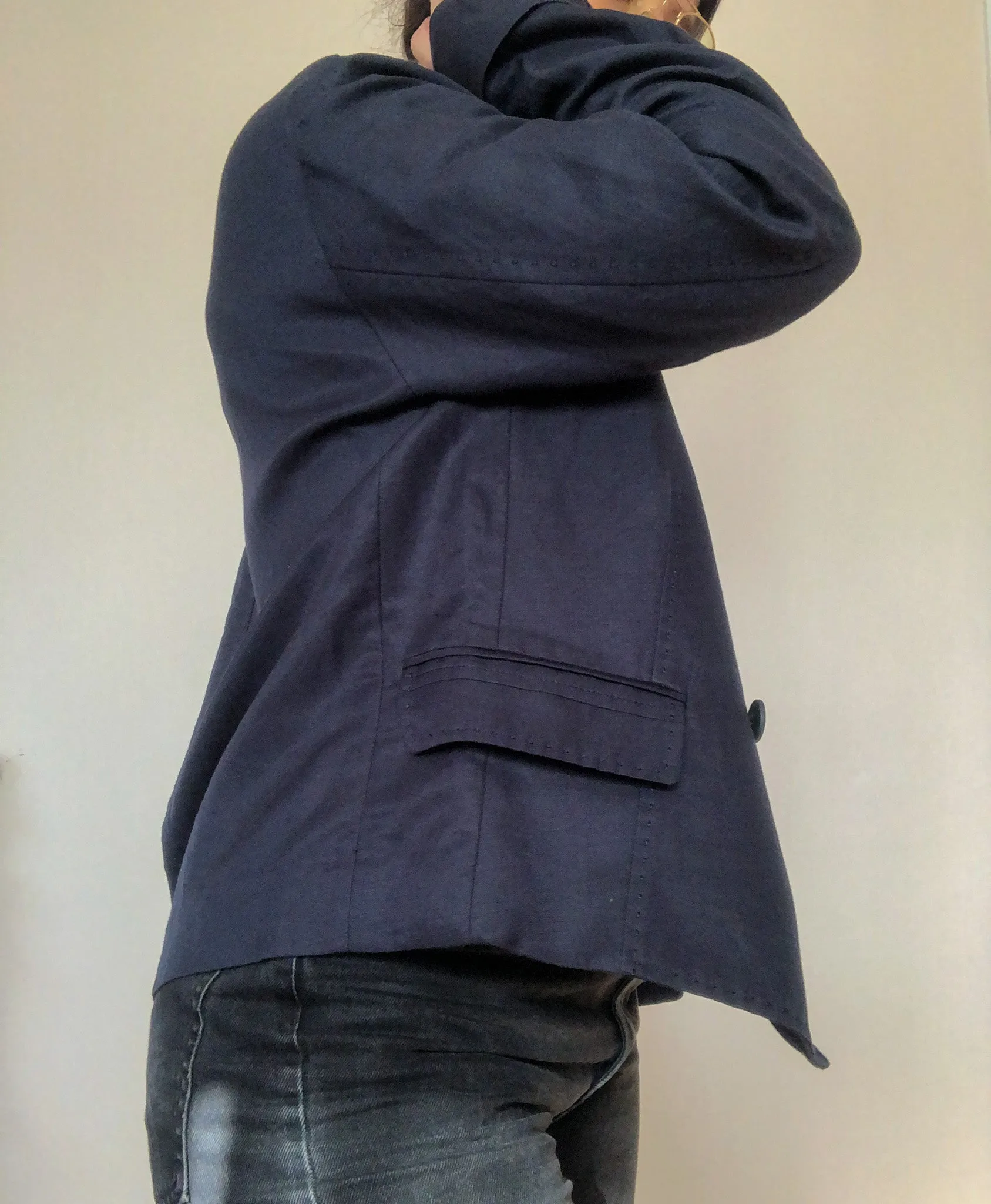 Hanni Y Stitch Detail Navy Blazer
