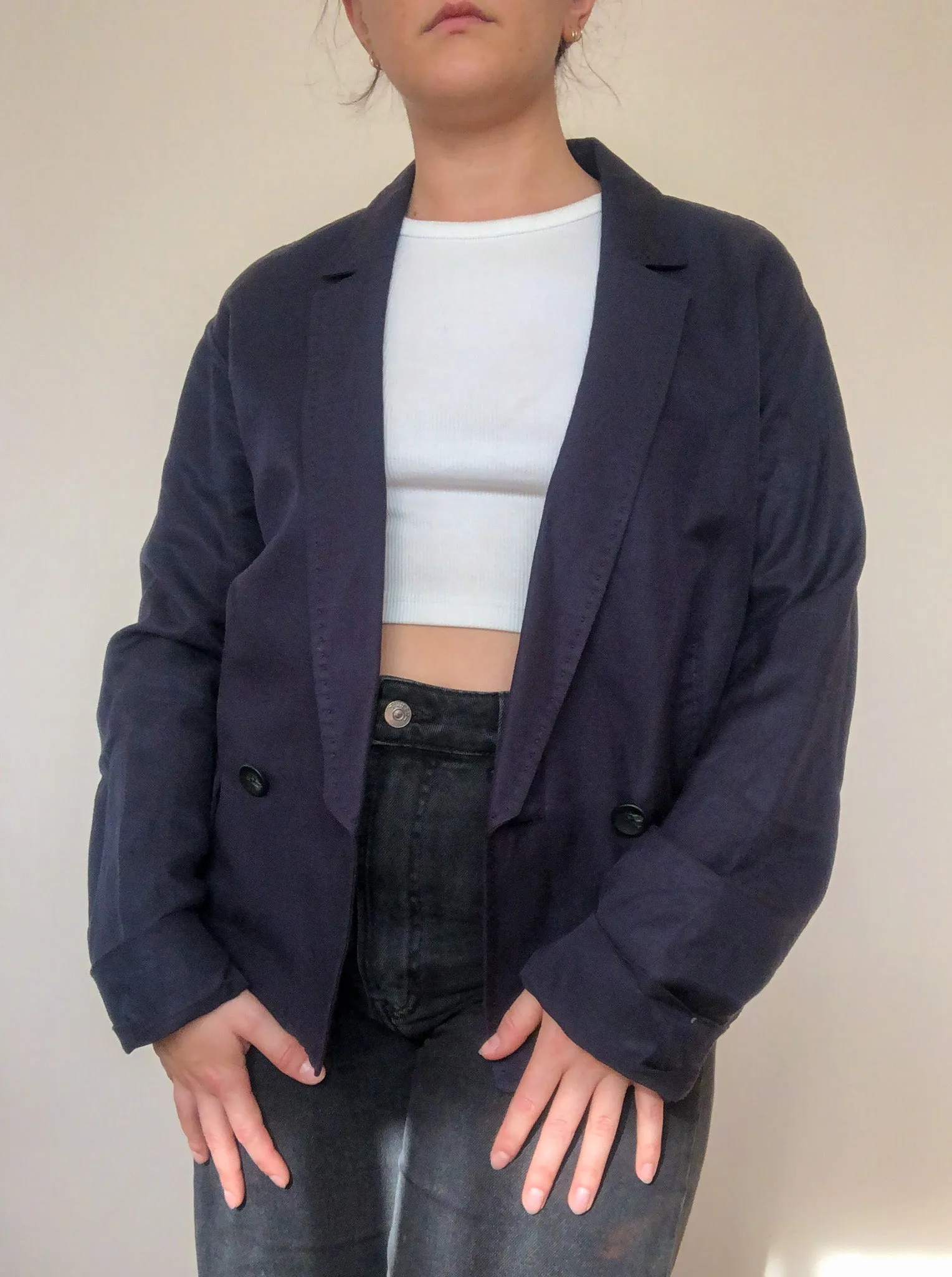 Hanni Y Stitch Detail Navy Blazer