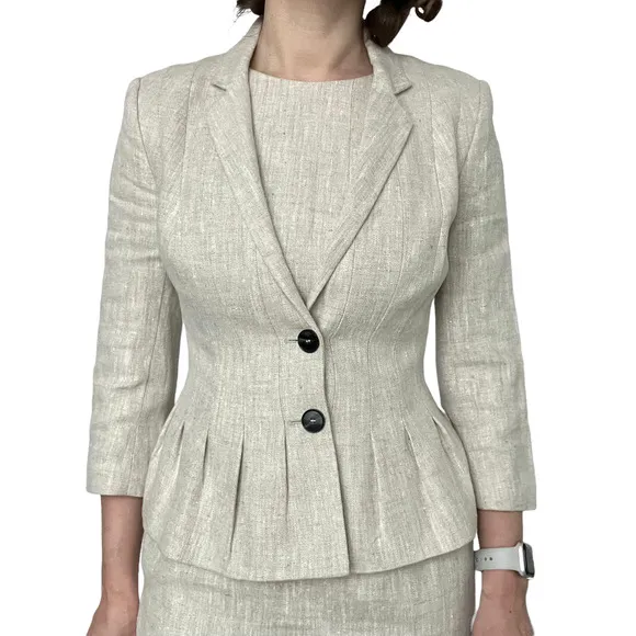 HOBBS LINEN DRESS BLAZER SET WIMEN Size US 0-2/UK8
