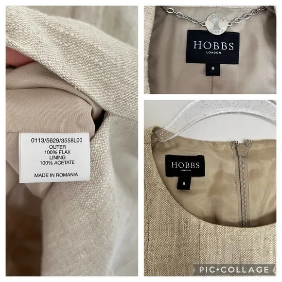 HOBBS LINEN DRESS BLAZER SET WIMEN Size US 0-2/UK8