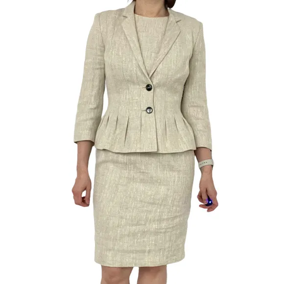 HOBBS LINEN DRESS BLAZER SET WIMEN Size US 0-2/UK8