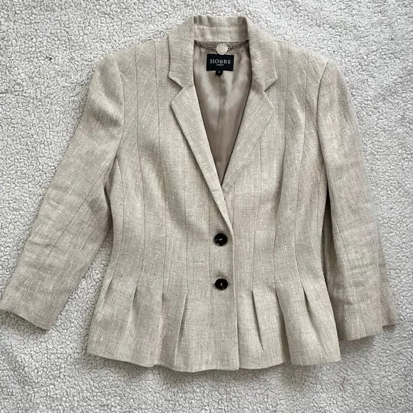 HOBBS LINEN DRESS BLAZER SET WIMEN Size US 0-2/UK8