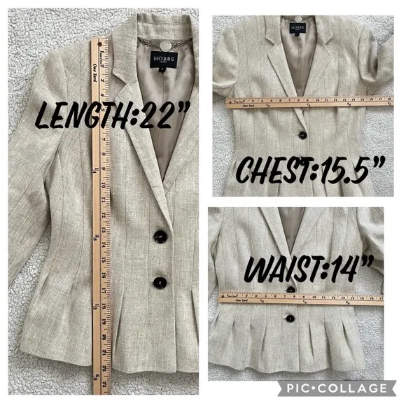 HOBBS LINEN DRESS BLAZER SET WIMEN Size US 0-2/UK8