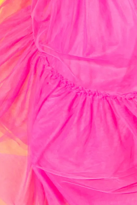 Hot Pink Mesh Midi Dress