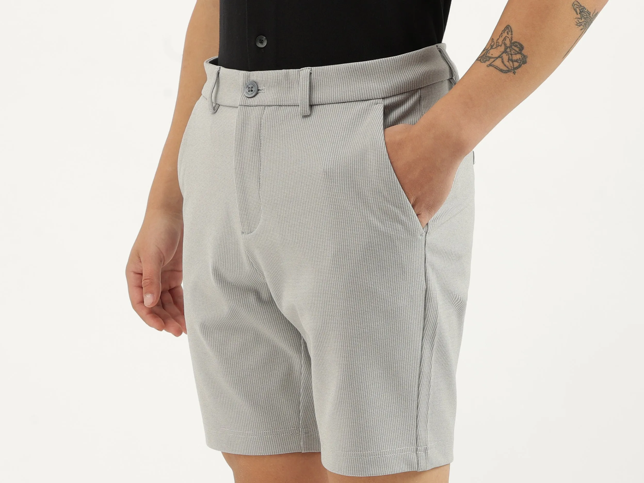 Houndstooth Slim Fit Shorts