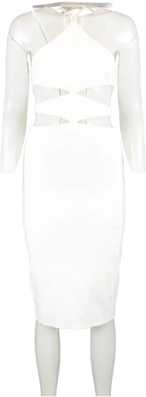 h:ours White Halter Neck Midi Dress UK XS