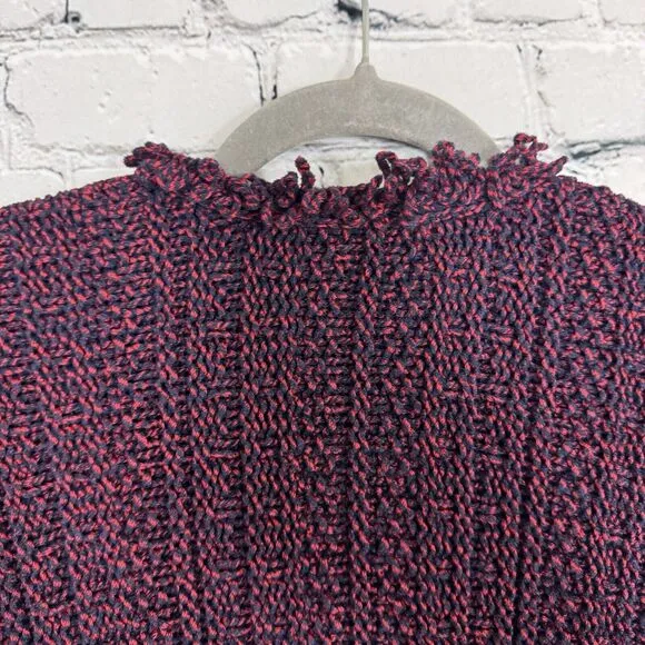 INTERMIX Ikaterina Two Tone Knit Cardi Sweater Jacket Red Fringe Trim Size 6
