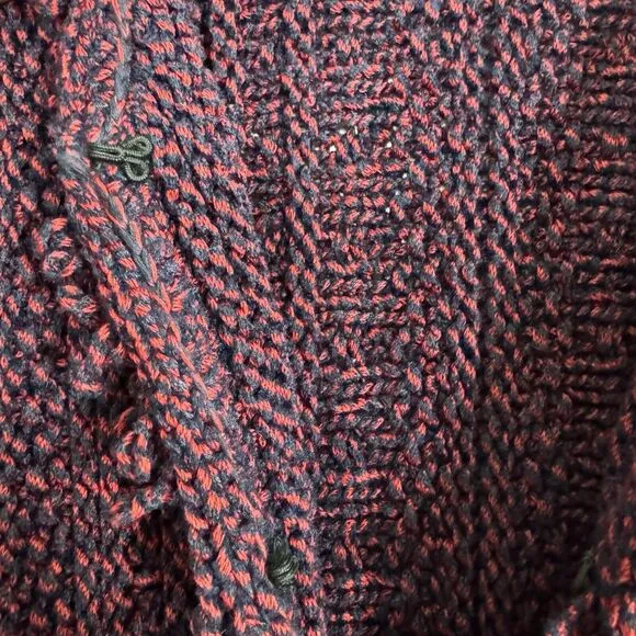 INTERMIX Ikaterina Two Tone Knit Cardi Sweater Jacket Red Fringe Trim Size 6
