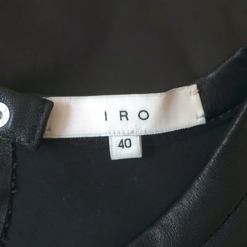 IRO Leather Wrap Dress Abigail Black Size 40 Short Sleeve Mini