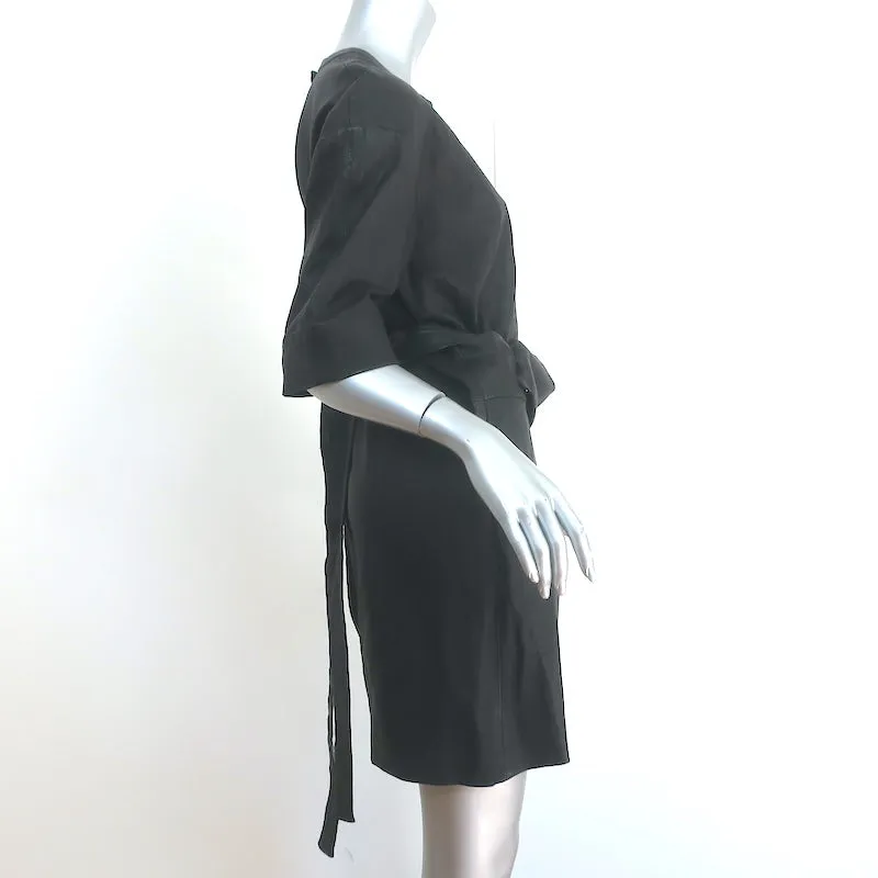 IRO Leather Wrap Dress Abigail Black Size 40 Short Sleeve Mini