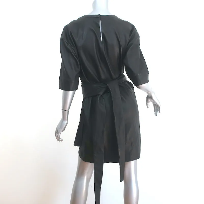 IRO Leather Wrap Dress Abigail Black Size 40 Short Sleeve Mini
