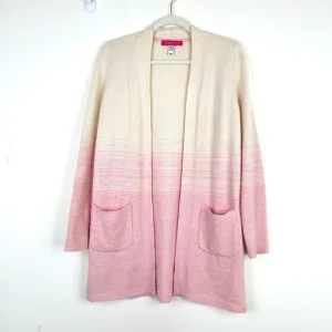 Isaac Mizrahi Size XXS Cardigan Sweater 100% Cashmere Ombre Longline Open Front