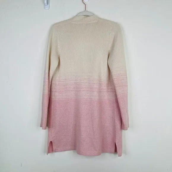Isaac Mizrahi Size XXS Cardigan Sweater 100% Cashmere Ombre Longline Open Front