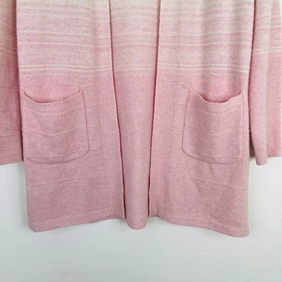 Isaac Mizrahi Size XXS Cardigan Sweater 100% Cashmere Ombre Longline Open Front