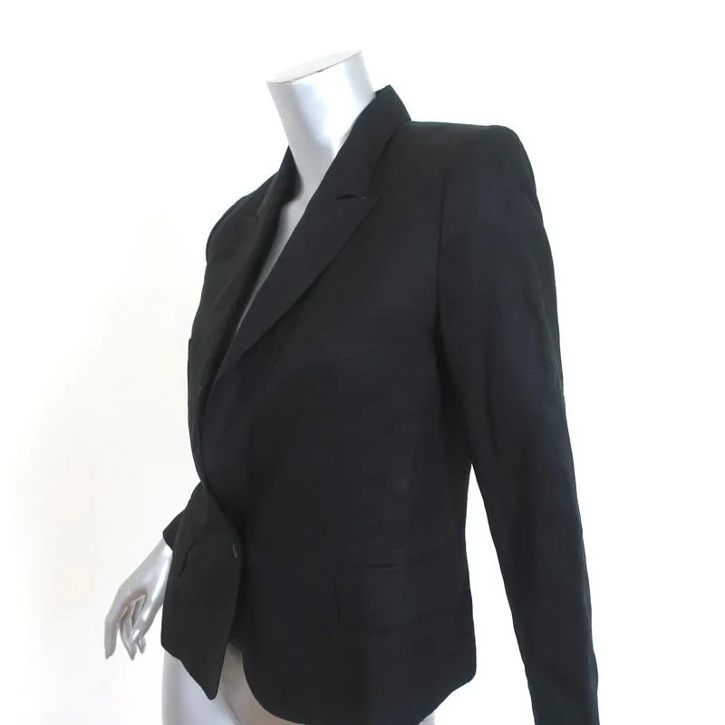Isabel Marant Blazer Black Linen-Blend Size 2 One Button Jacket