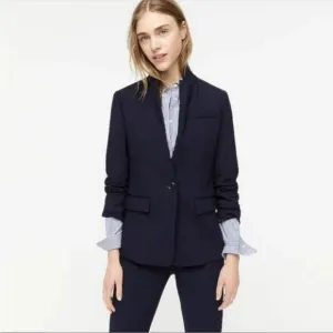 J. Crew 100% Linen Navy Blue Regent Blazer, Single Button, Women’s size 4