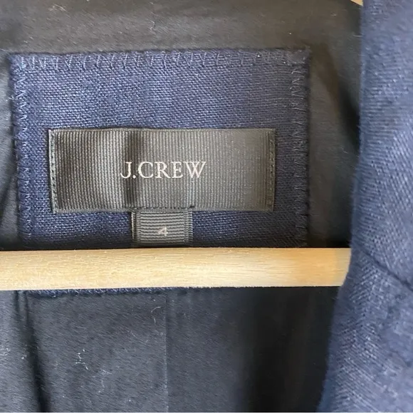 J. Crew 100% Linen Navy Blue Regent Blazer, Single Button, Women’s size 4