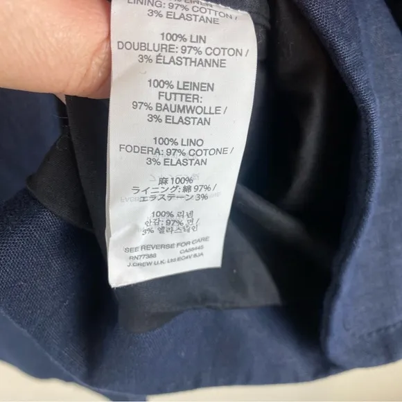 J. Crew 100% Linen Navy Blue Regent Blazer, Single Button, Women’s size 4