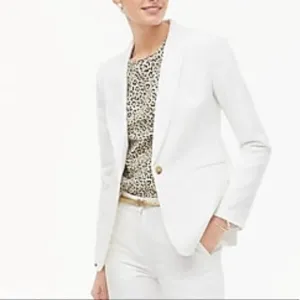J. Crew Factory Linen cotton Holland blazer AL222 White 8