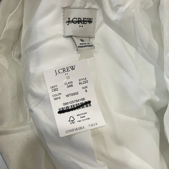 J. Crew Factory Linen cotton Holland blazer AL222 White 8