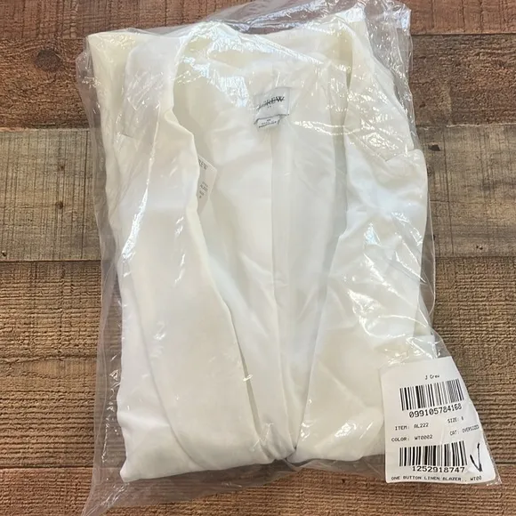 J. Crew Factory Linen cotton Holland blazer AL222 White 8