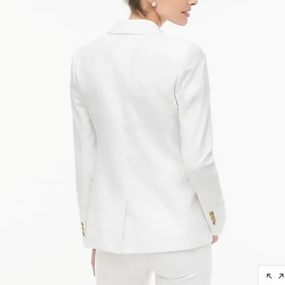 J. Crew Factory Linen cotton Holland blazer AL222 White 8