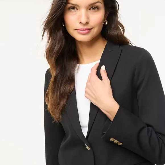 J. Crew Factory NWT Womens Cotton Blend Lined Two Button Blazer Size 10 Black