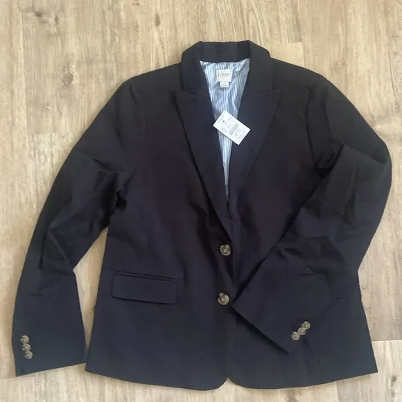 J. Crew Factory NWT Womens Cotton Blend Lined Two Button Blazer Size 10 Black