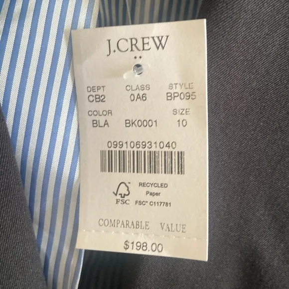 J. Crew Factory NWT Womens Cotton Blend Lined Two Button Blazer Size 10 Black