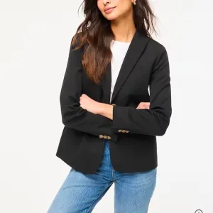 J. Crew Factory NWT Womens Cotton Blend Lined Two Button Blazer Size 10 Black