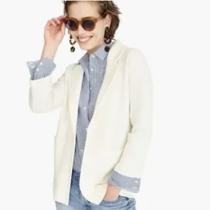 J. Crew ivory cotton merino wool blend open sweater blazer. Size XXS Style J0244