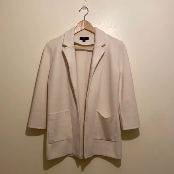 J. Crew ivory cotton merino wool blend open sweater blazer. Size XXS Style J0244