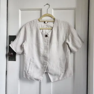 J Crew Linen Cropped Short Sleeve Blazer