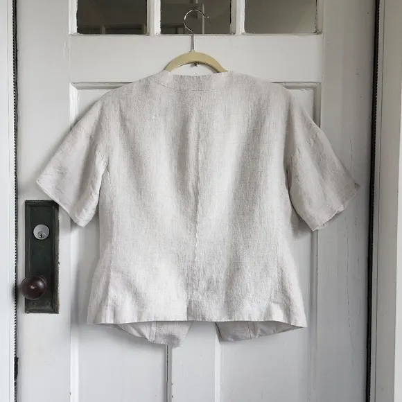 J Crew Linen Cropped Short Sleeve Blazer