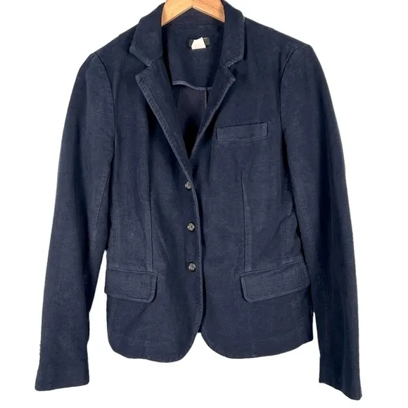 J. Crew Navy Blue 100% Cotton Blazer Size M