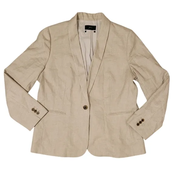 J. Crew Parke Blazer in Stretch Linen Style H9710 Neutral Beige Single Button