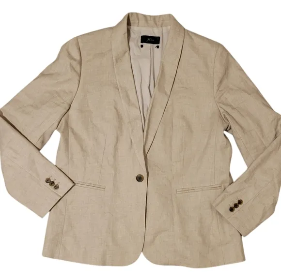 J. Crew Parke Blazer in Stretch Linen Style H9710 Neutral Beige Single Button