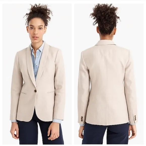 J. Crew Parke Blazer in Stretch Linen Style H9710 Neutral Beige Single Button