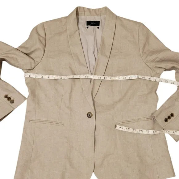 J. Crew Parke Blazer in Stretch Linen Style H9710 Neutral Beige Single Button