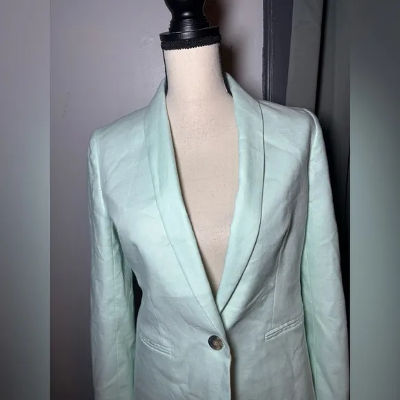 J. Crew Parke Blazer Linen blendSuit Jacket Mint Green Light Blue Sea Spray 4
