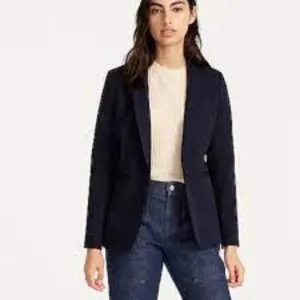 J. Crew Petite Bi Stretch Parke Navy Cotton Blend Single Button Blazer Size 0P