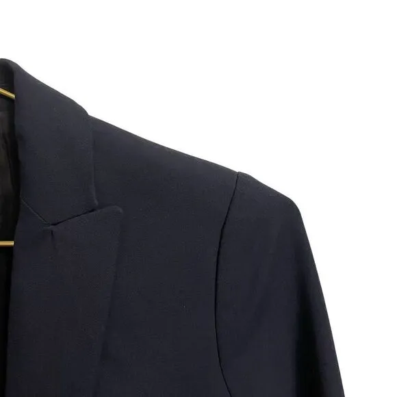 J. Crew Petite Bi Stretch Parke Navy Cotton Blend Single Button Blazer Size 0P
