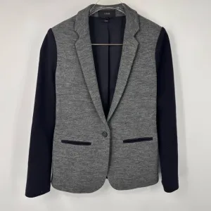 J Crew Schoolboy Contrast Blazer Navy Blue Black Womens 4 Wool Cotton