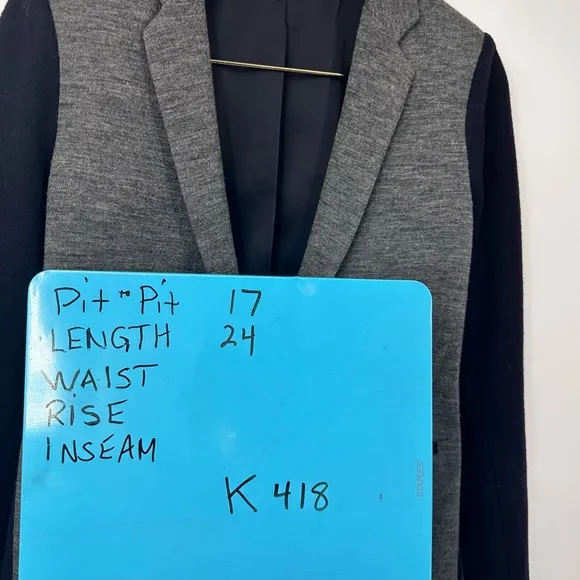 J Crew Schoolboy Contrast Blazer Navy Blue Black Womens 4 Wool Cotton